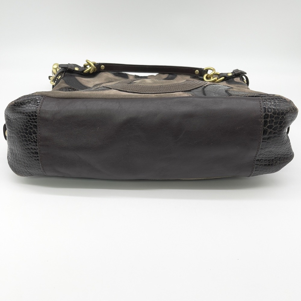 Coach Brooke Suede Large Hobo Bag Inlaid C Chocolate Brown Slouchy Retro 14340 - Picture 10 of 16